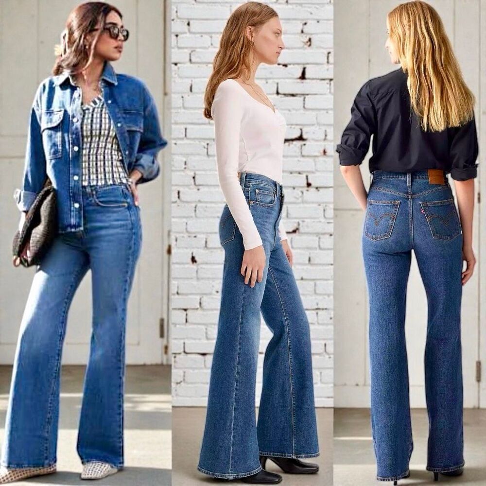 Levi’s Ribcage Ultra High Rise Flare Jeans Vintage Wash Size 32 NWOT - Picture 3 of 13